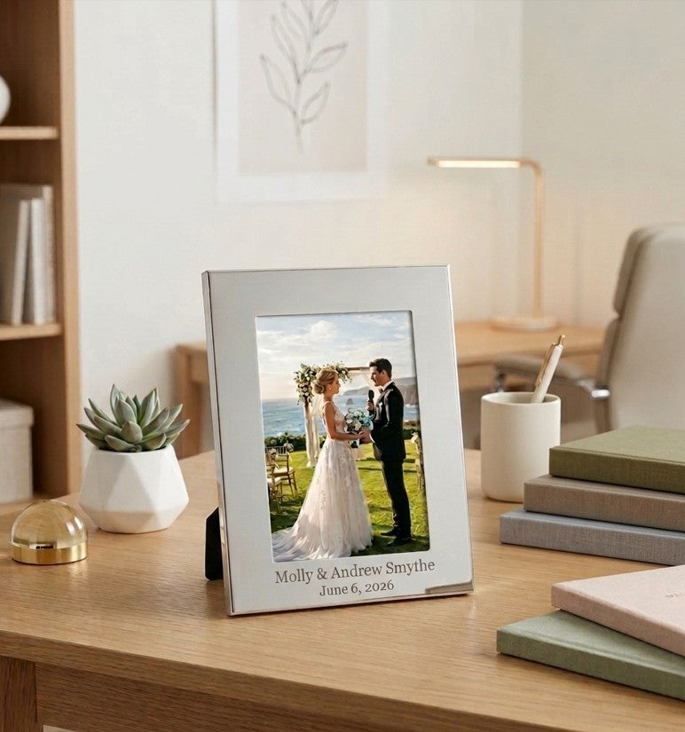 Cambridge photo frame 5x7 silver nickel plated classic tabletop picture frame with blank border — view 3
