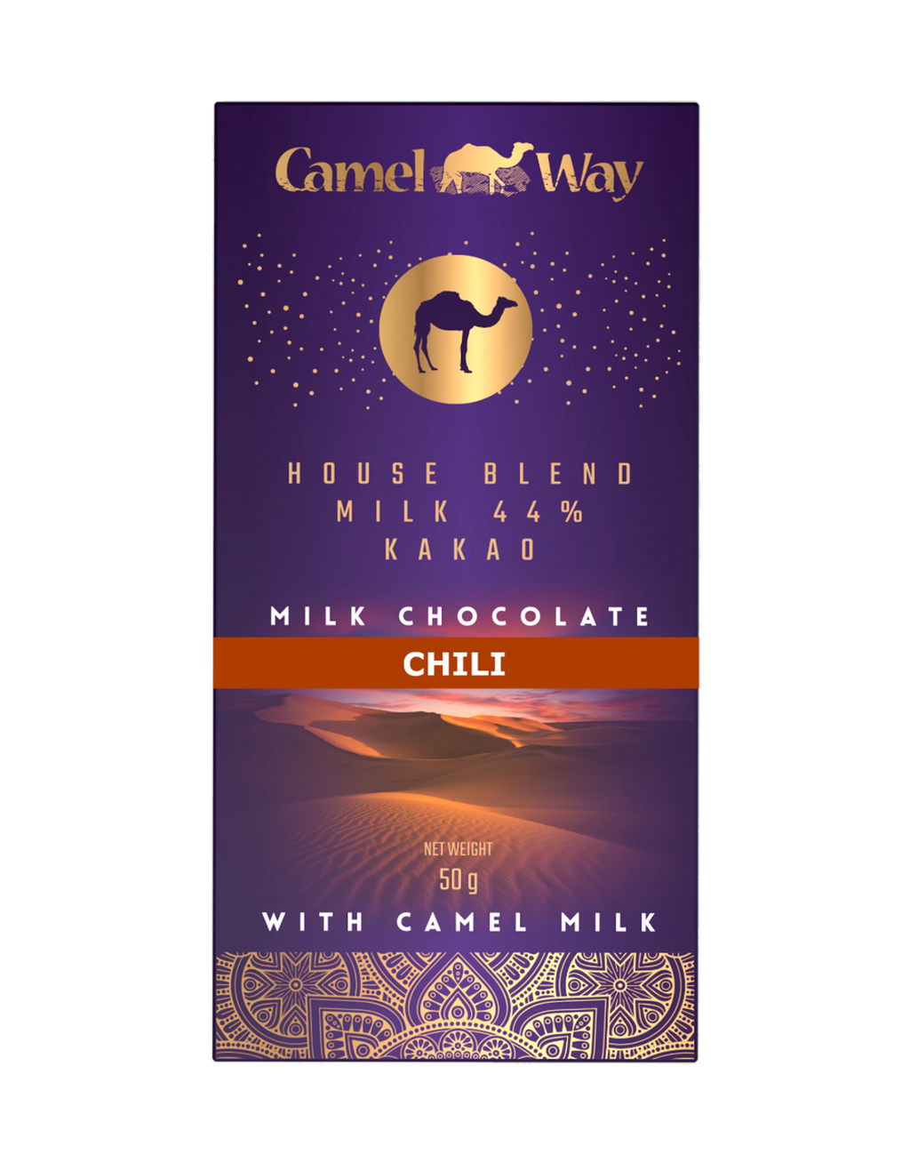 Handmade camel milk chocolate with chilli bar in premium artisanal packaging — view 5