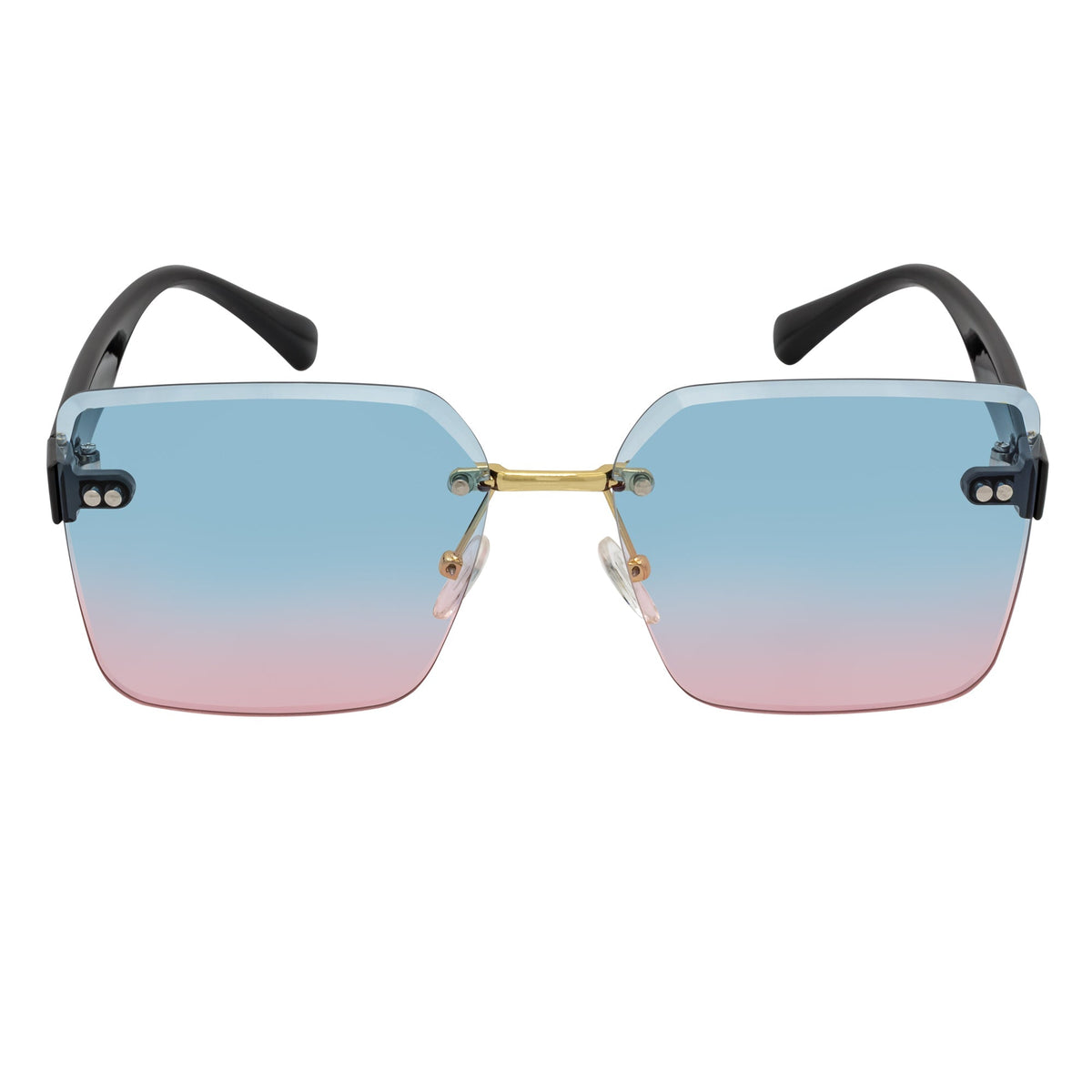 CASCADE - Rimless Oversize Square Sunglasses Black-Gold Blue-Pink-2