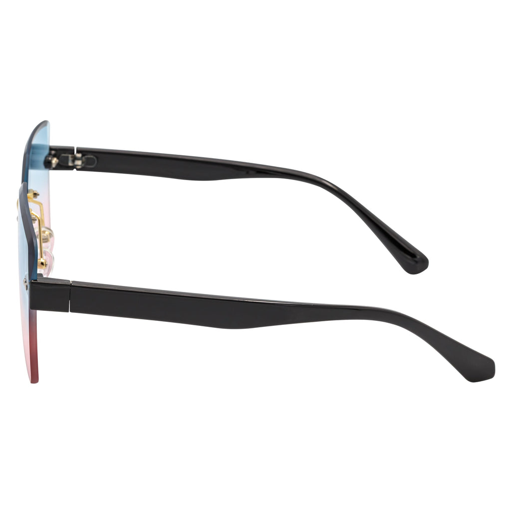 CASCADE - Rimless Oversize Square Sunglasses Black-Gold Blue-Pink-3
