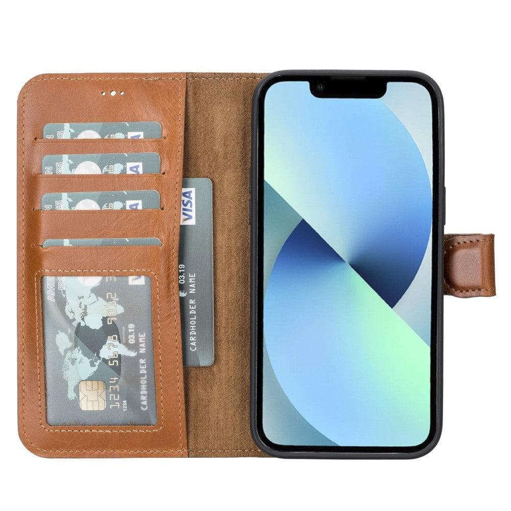 Casper genuine leather MagSafe wallet case for iPhone 13 showing card slots and kickstand — view 3