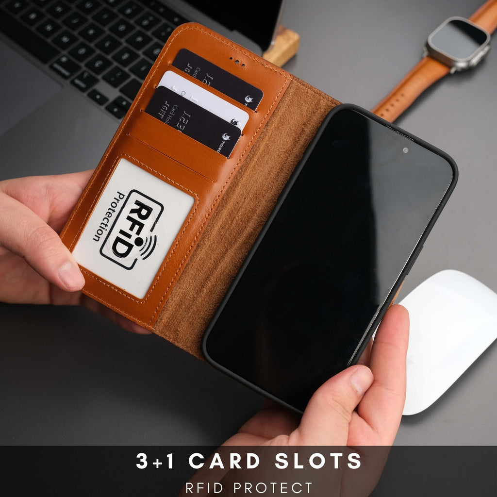 Casper iPhone 16 Pro Max leather wallet case with card slots and detachable magnetic back cover — view 5