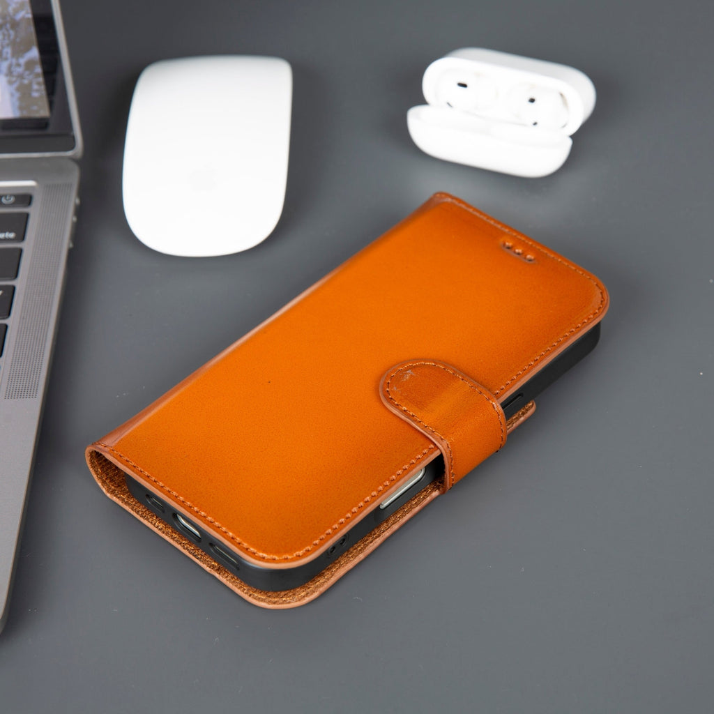 iPhone 17 Pro leather wallet case with card slots, magnetic cover, and folding stand. — view 3