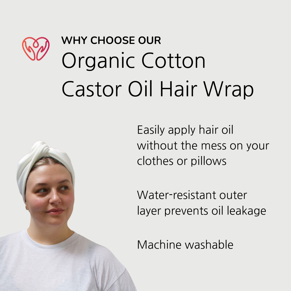Organic cotton castor oil hair wrap with waterproof outer layer for mess-free deep conditioning treatments — view 4