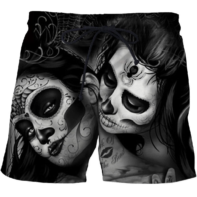 Men's casual 3D printed board shorts in vibrant colors for quick-dry summer beachwear