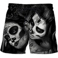 Men's casual 3D printed board shorts in vibrant colors for quick-dry summer beachwear