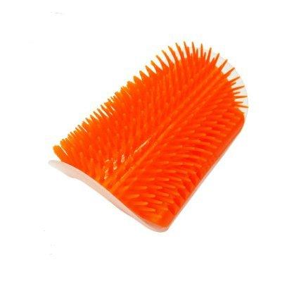 Cat Bliss Brush self grooming wall corner massage device in blue plastic with soft rubber bristles — view 4