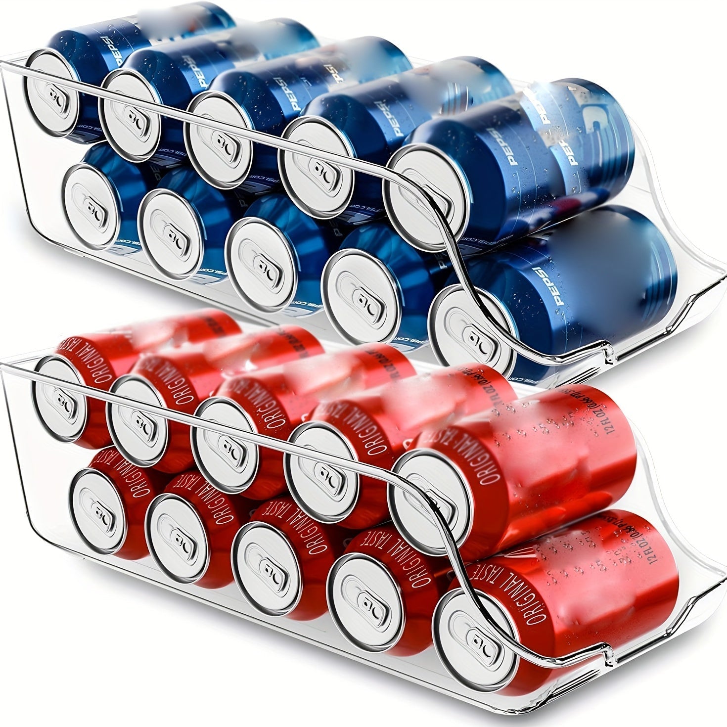 Clear stackable can organizer made of transparent plastic for kitchen and fridge storage. — view 3
