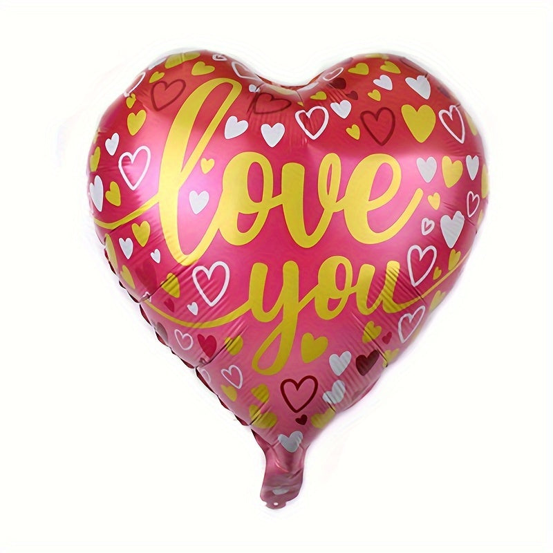 Set of ten mixed color heart-shaped aluminum foil balloons for romantic Valentine's Day party decorations — view 4