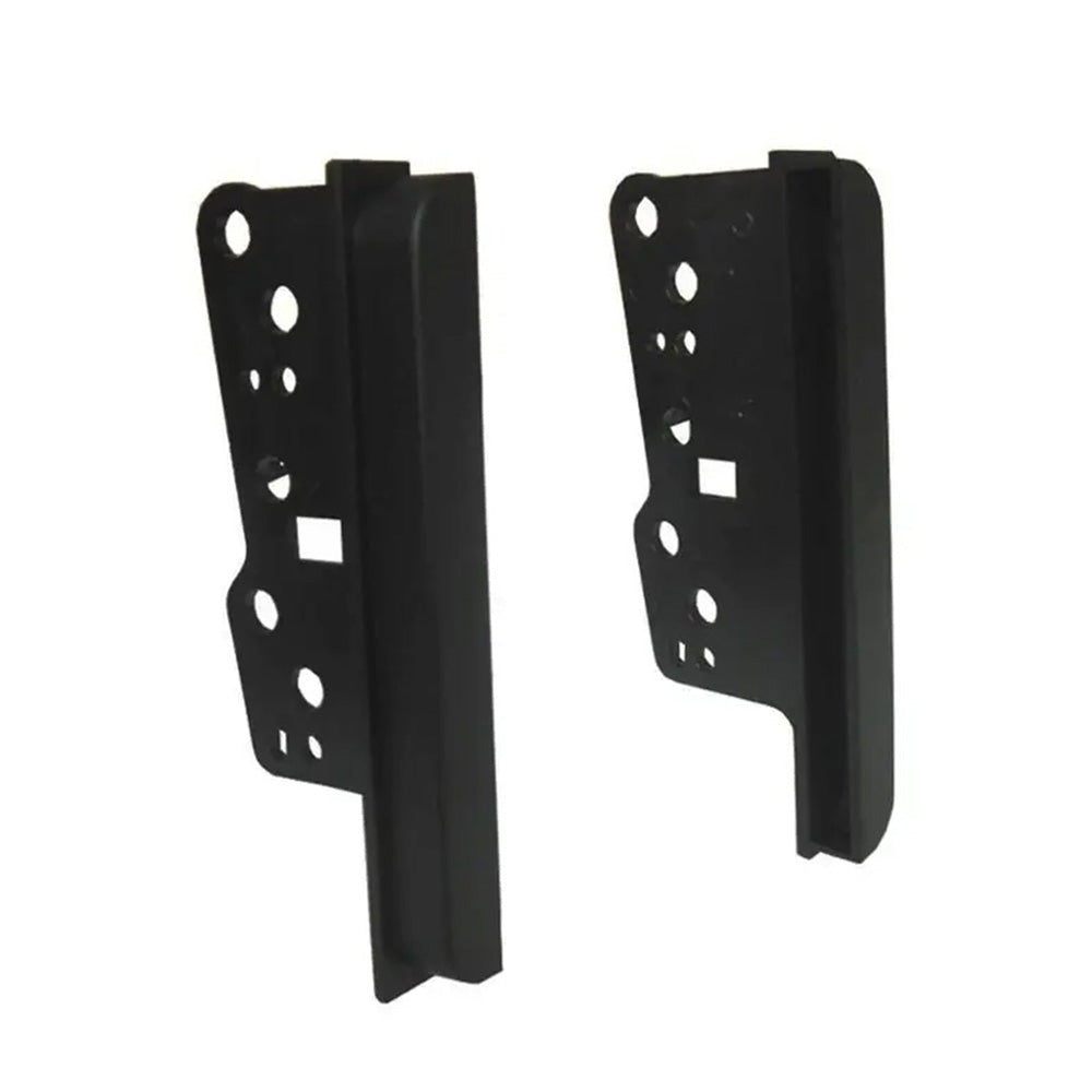Black double din car stereo dash fascia kit with trim brackets and ISO wiring harness — view 3