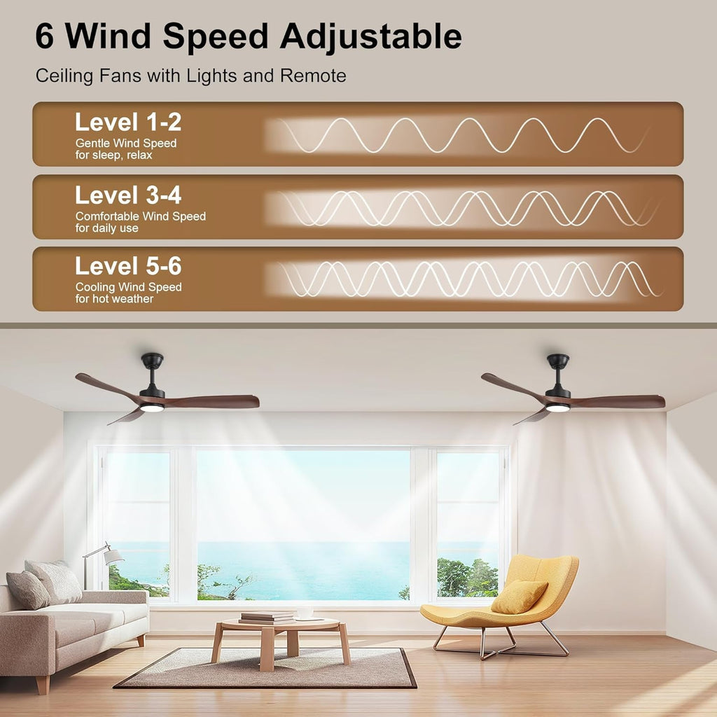 Modern 52-inch smart ceiling fan with integrated LED light and sleek interchangeable downrods — view 3