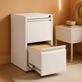 White 2-drawer metal vertical file cabinet with secure lock for home office document storage