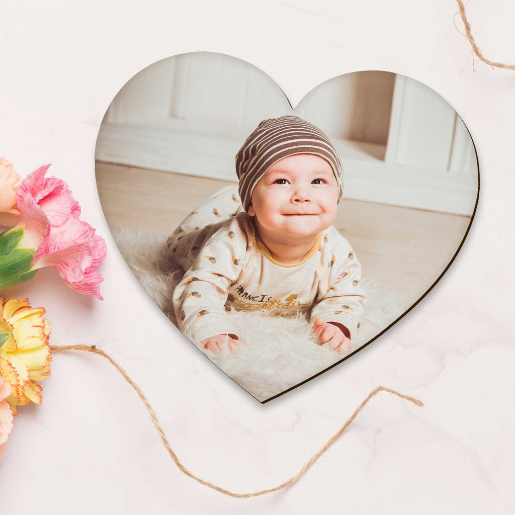 Custom photo refrigerator magnet displaying personalized engagement save the date details and baby shower announcement — view 2