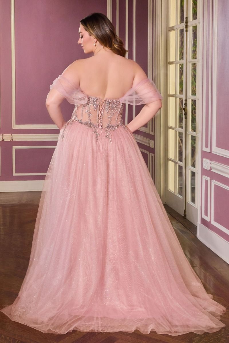 Elegant Beaded Corset A-Line Prom Dress Glitter Tulle Evening Gown CDCD721C-1