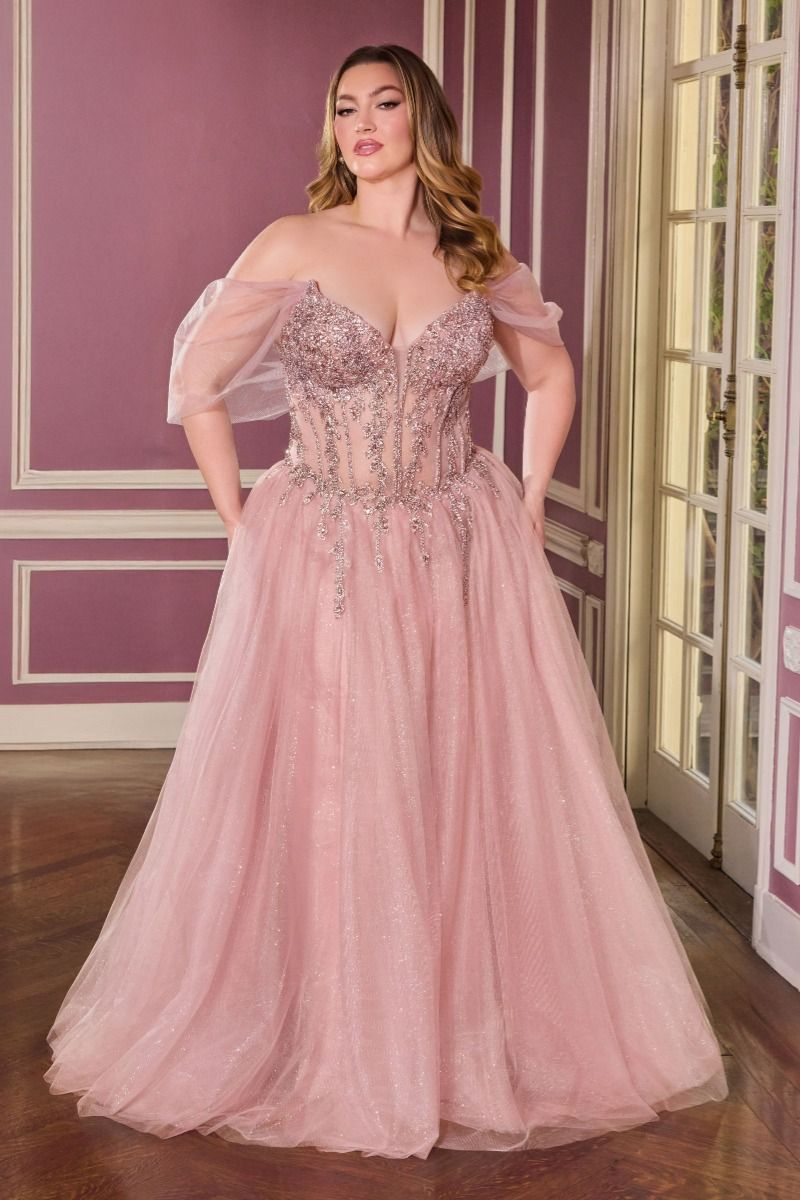 Elegant Beaded Corset A-Line Prom Dress Glitter Tulle Evening Gown CDCD721C