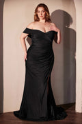 Fitted stretch spandex off the shoulder dress with sweetheart neckline and leg slit