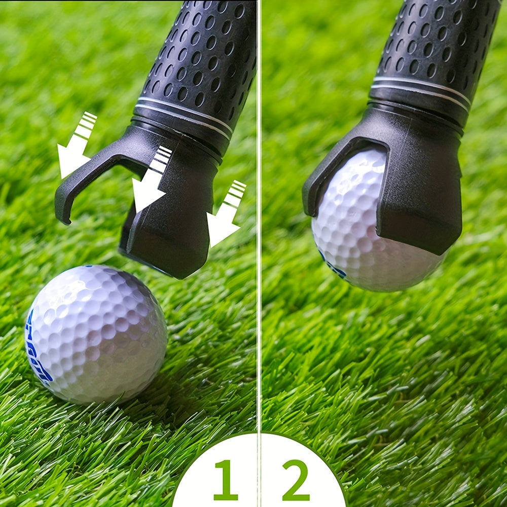 Black rubber and zinc alloy golf ball grabber putter attachment with stainless steel screw. — view 2
