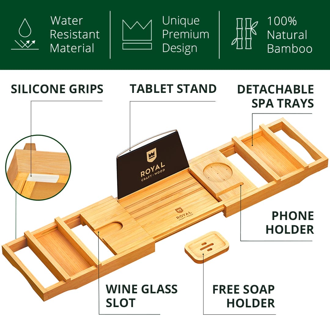 Bathtub Caddy Tray, Natural-1