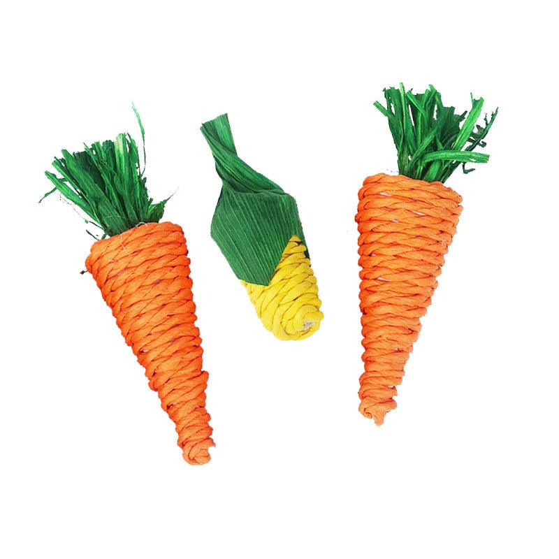 Natural woven carrot hamster toy made of eco-friendly loofah for small pet dental health — view 4