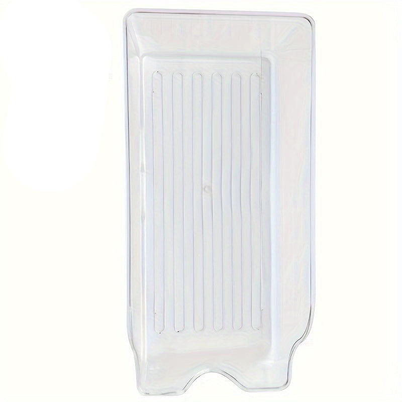 Clear stackable can organizer made of transparent plastic for kitchen and fridge storage.