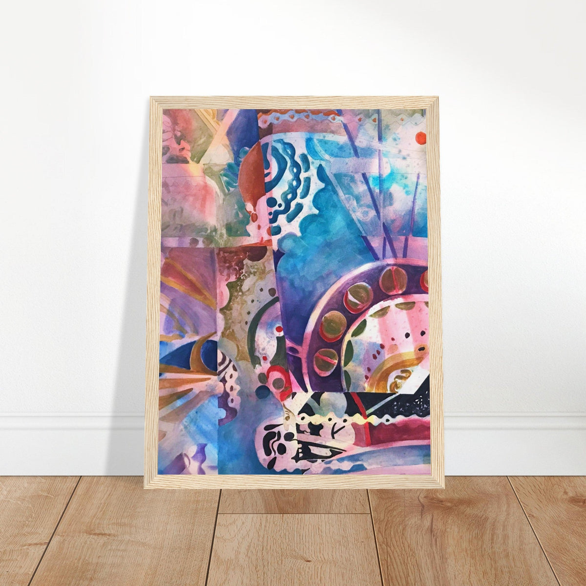 'Kaleidoscope' Abstract I 12x16 inch Wooden Framed Art Print  I Original Artwork by American Artist Barbara Cleary-2