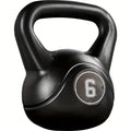 Black 6kg fitness kettlebell with ergonomic handle made from durable TPE material for strength training