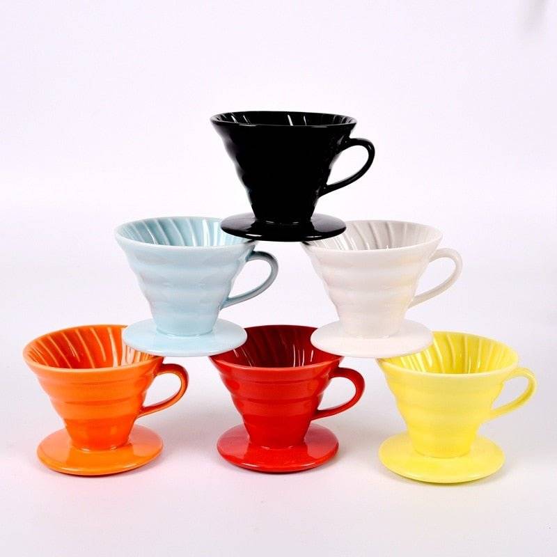Pour over coffee dripper featuring a reusable stainless steel mesh filter and angled cone design