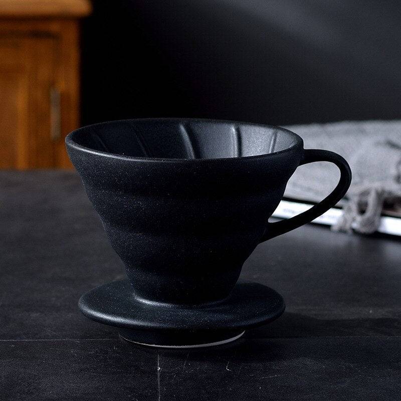 Pour over coffee dripper featuring a reusable stainless steel mesh filter and angled cone design — view 3