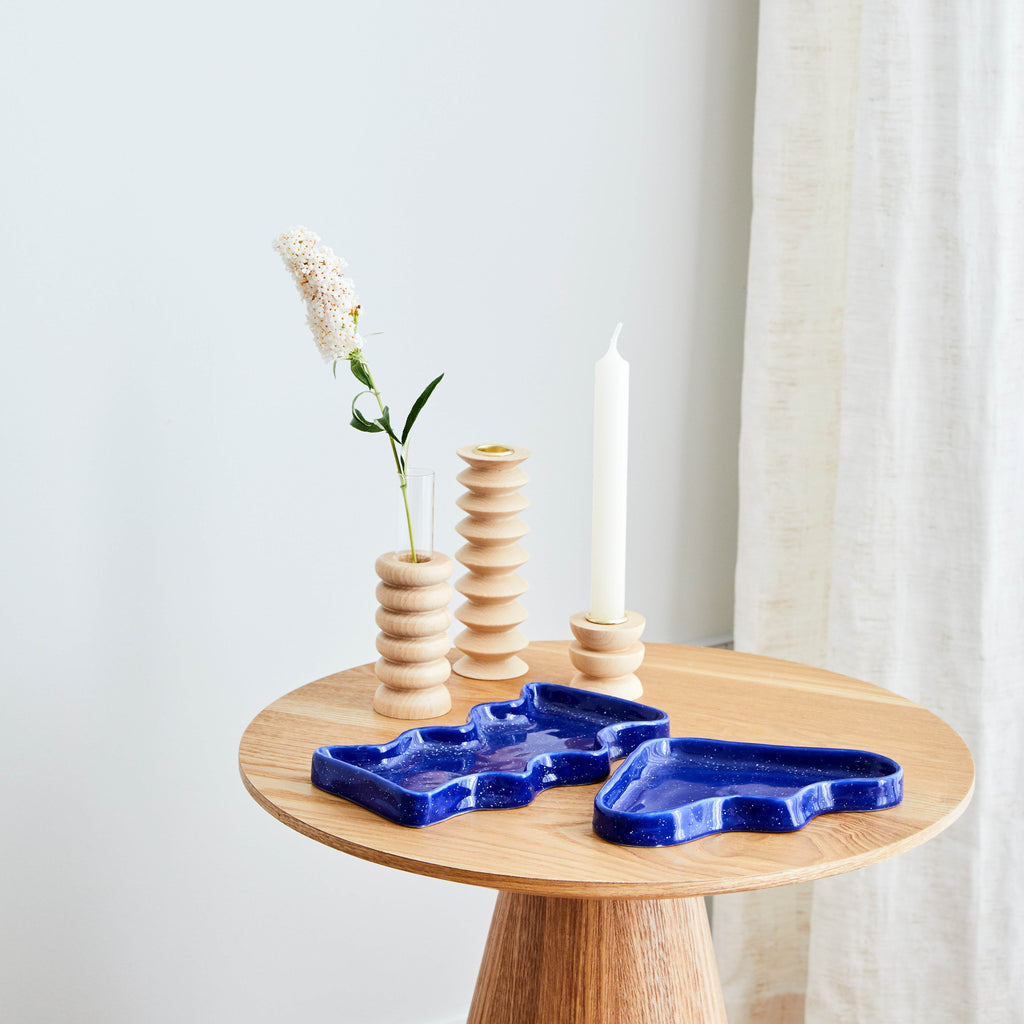 Ceramic Wave Trays - Speckled Blue - Triangle-2