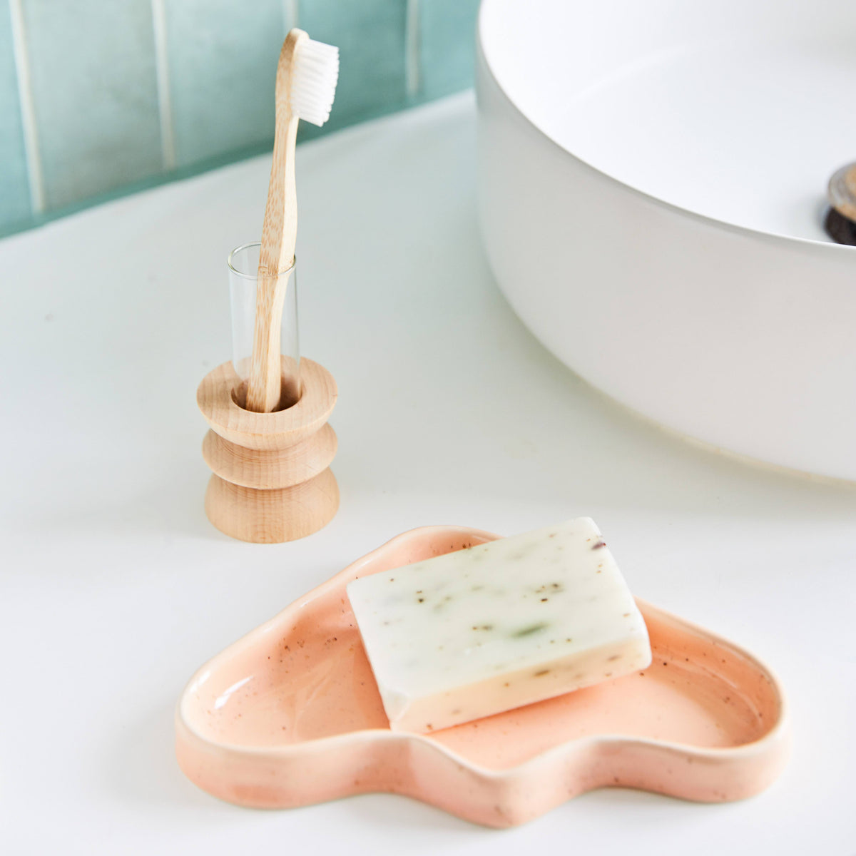 Ceramic Wave Trays - Speckled Peach - Triangle-3