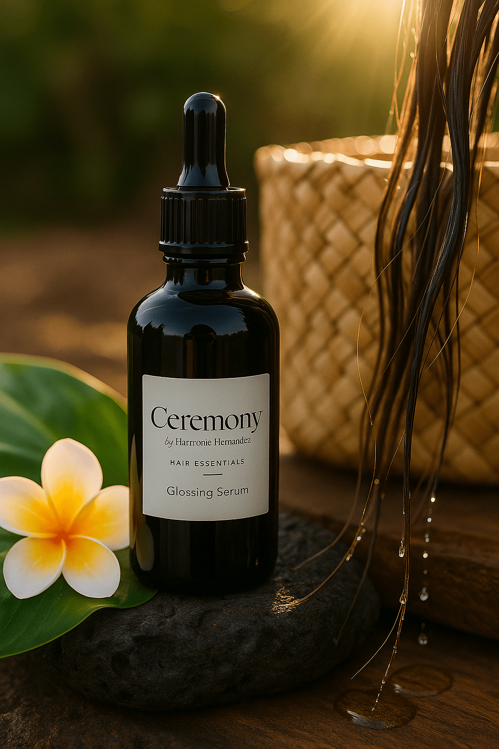 Ceremony organic glossing serum in a sleek glass dropper bottle for silicone-free hair shine. — view 4