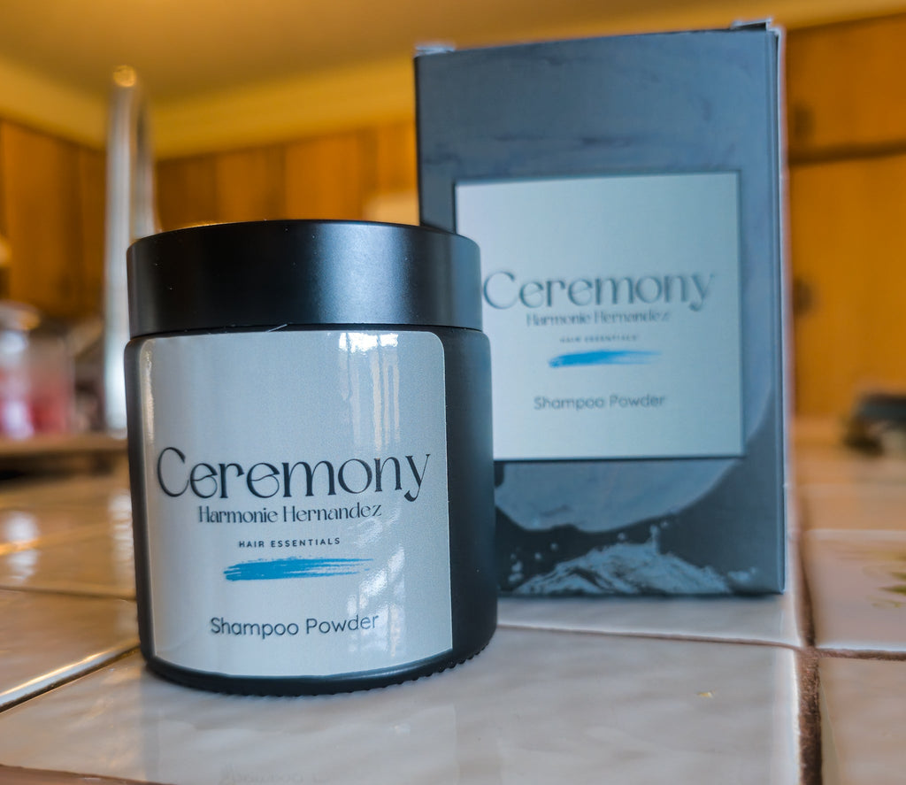 Organic powder shampoo in a glass jar, handcrafted natural botanical haircare for sensitive scalp. — view 5