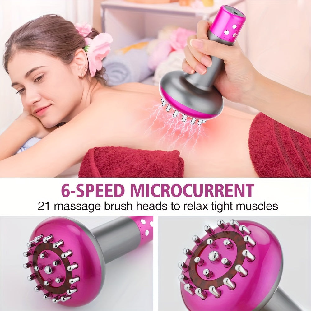 Purple heated metal back massager handheld smart Gua Sha brush for deep tissue relief — view 4