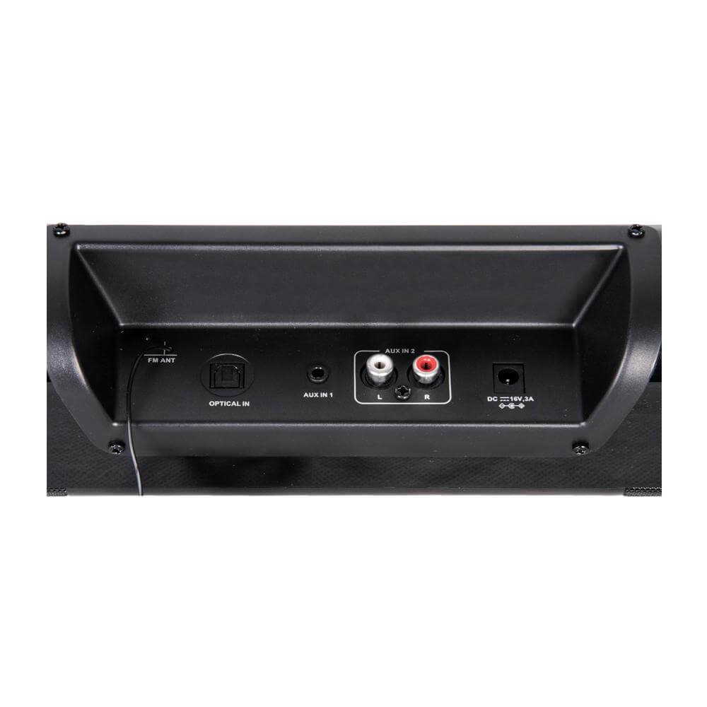 37-Inch Smart Soundbar system in black with metal speaker grill and digital LCD display — view 4