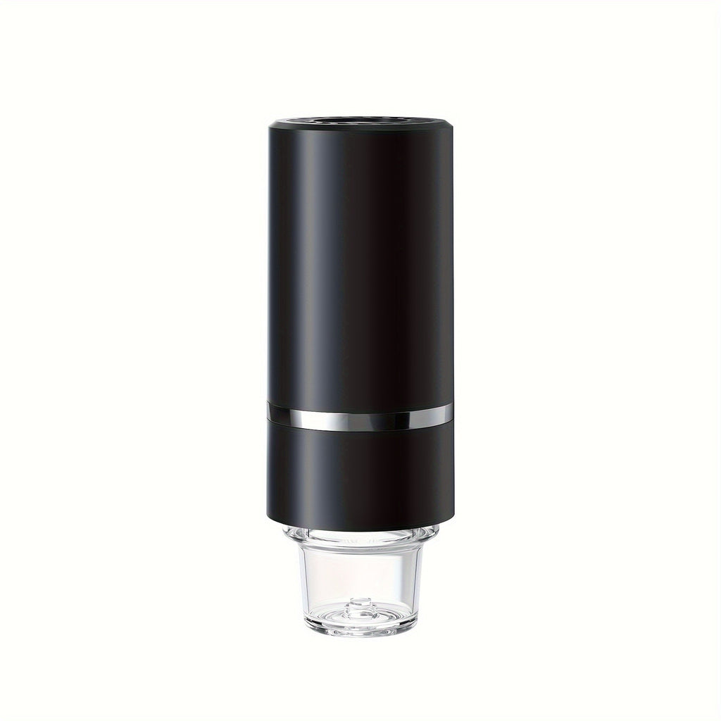 Black wireless mason jar vacuum sealer kit with USB charging cable and wine stoppers — view 3