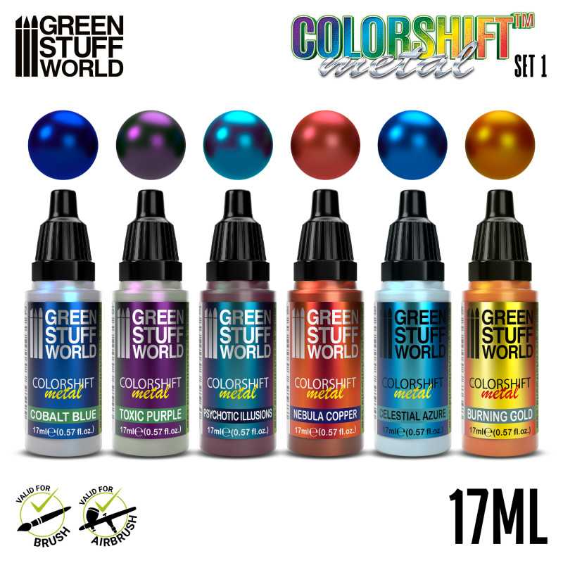 Six pack of colorshift chameleon acrylic paints in small dropper bottles for miniature hobbyists — view 2