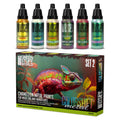 Color shifting chameleon acrylic paint set of six bottles for miniature modeling and tabletop gaming