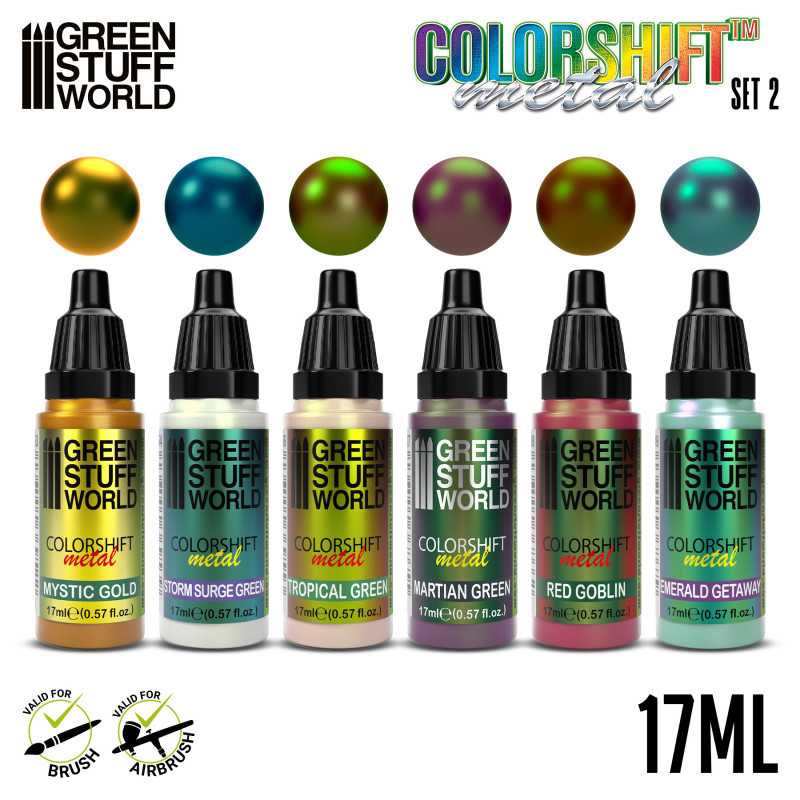 Color shifting chameleon acrylic paint set of six bottles for miniature modeling and tabletop gaming — view 2