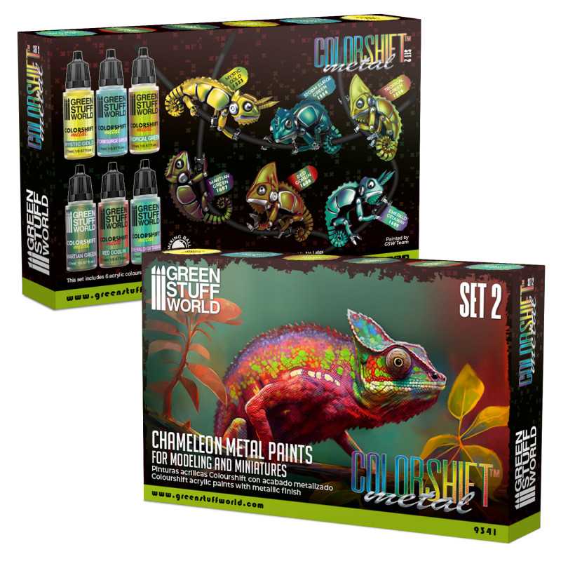 Color shifting chameleon acrylic paint set of six bottles for miniature modeling and tabletop gaming — view 3