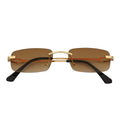 CHANELLE - Rimless Small Rectangle Sunglasses Gold Amber Fade-0