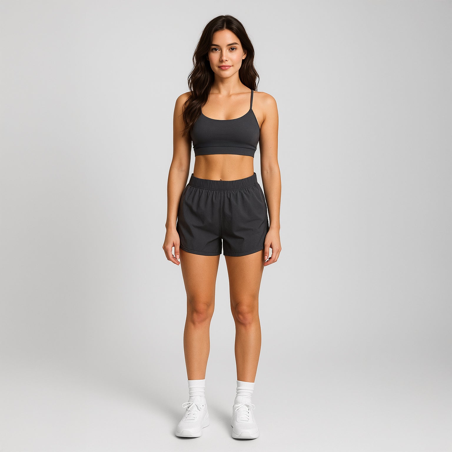 Women's active sports bra featuring elastic straps and a double-lined stretch fit — view 2