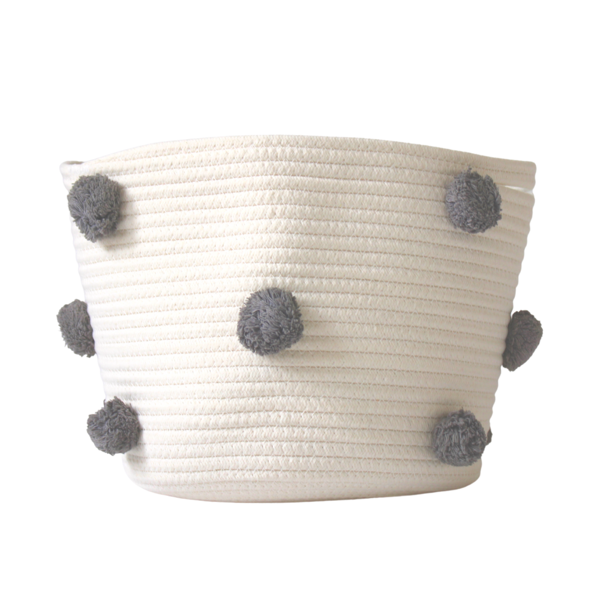 Charcoal Grey Pom Basket - Medium-0