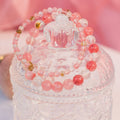 Cherry Quartz Beaded Crystal Bracelet-0