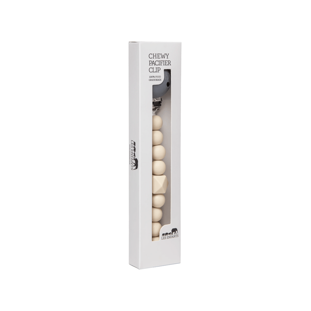 Sand chewy pacifier clip with soft textured beads for baby teething relief and pacifier holding