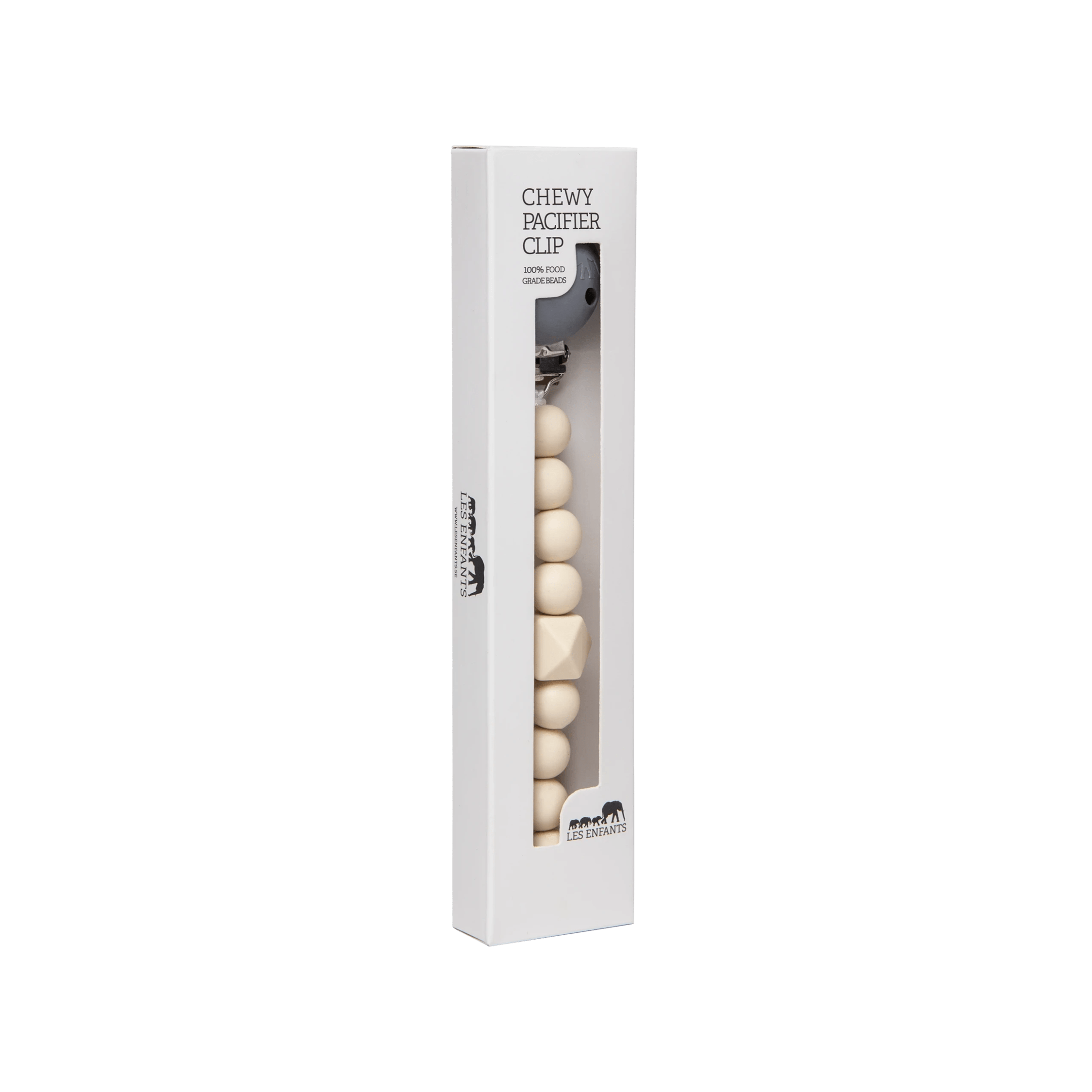 Sand chewy pacifier clip with soft textured beads for baby teething relief and pacifier holding