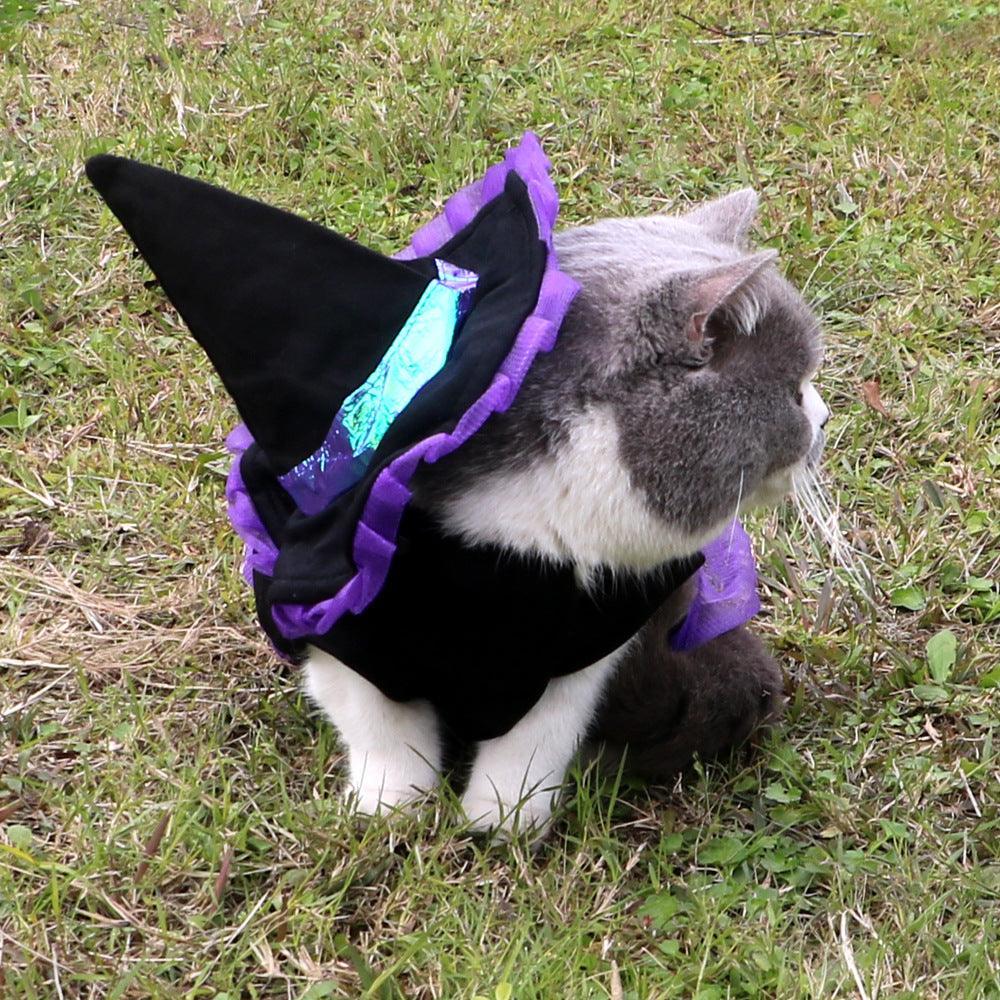Vibrant purple Christmas enchanter dog costume made of lightweight and breathable polyester fabric. — view 2