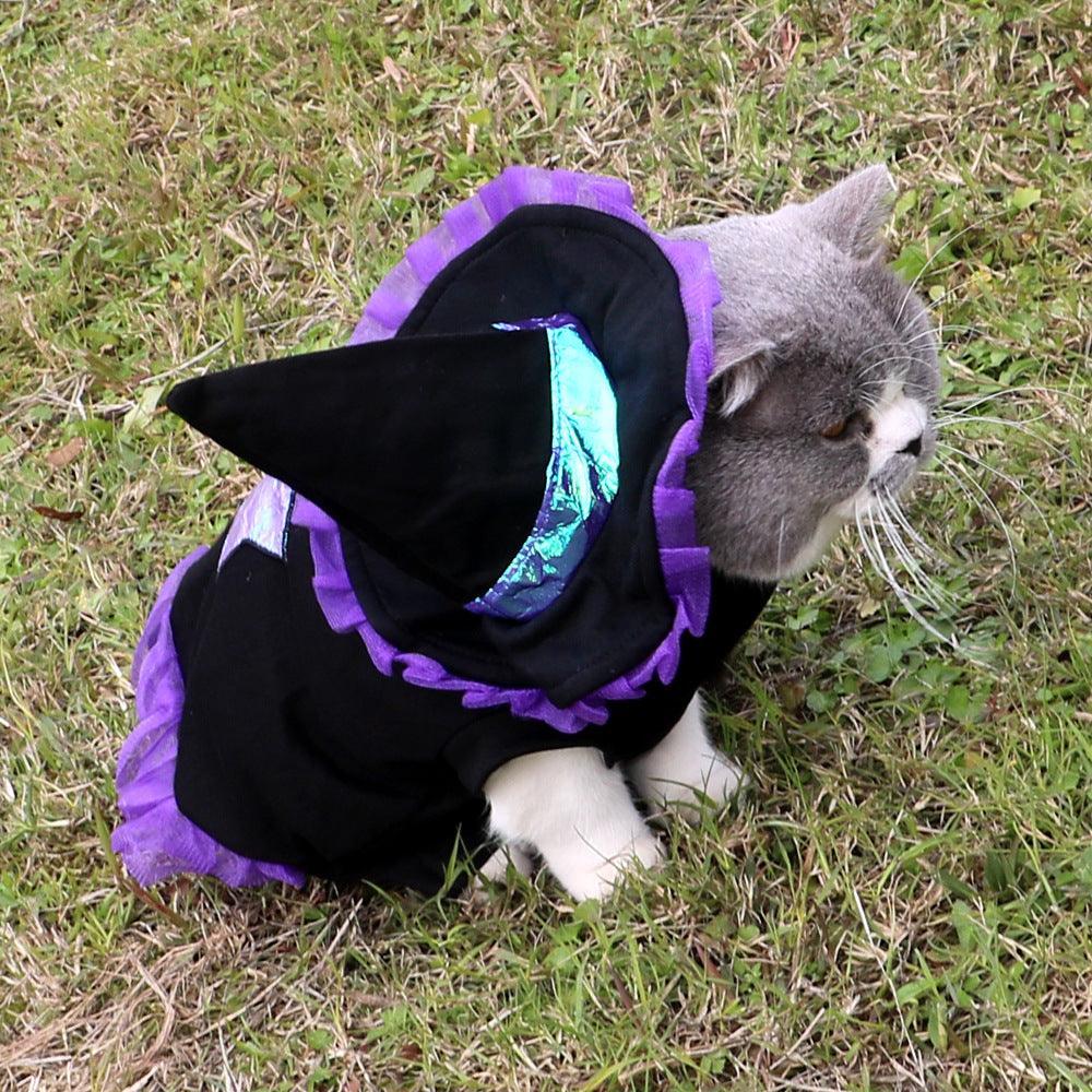 Vibrant purple Christmas enchanter dog costume made of lightweight and breathable polyester fabric. — view 3