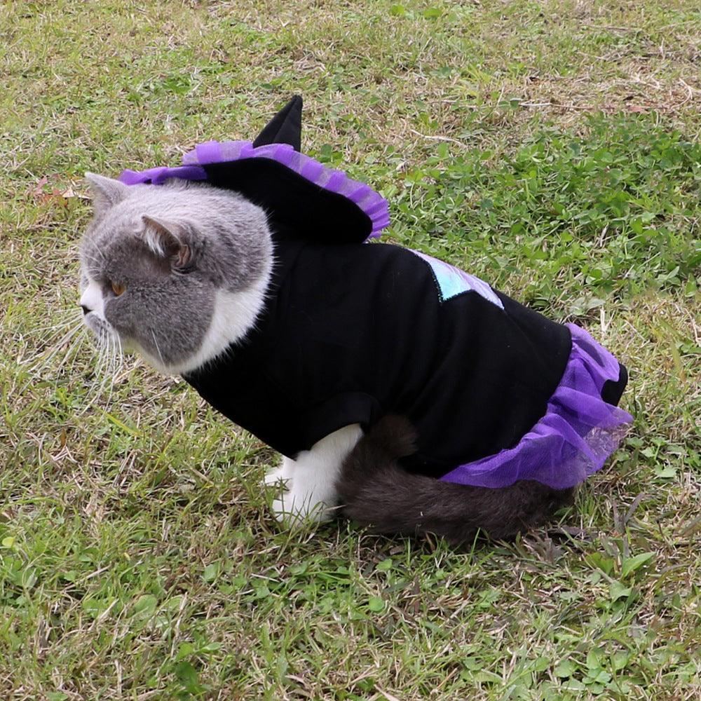 Vibrant purple Christmas enchanter dog costume made of lightweight and breathable polyester fabric. — view 5