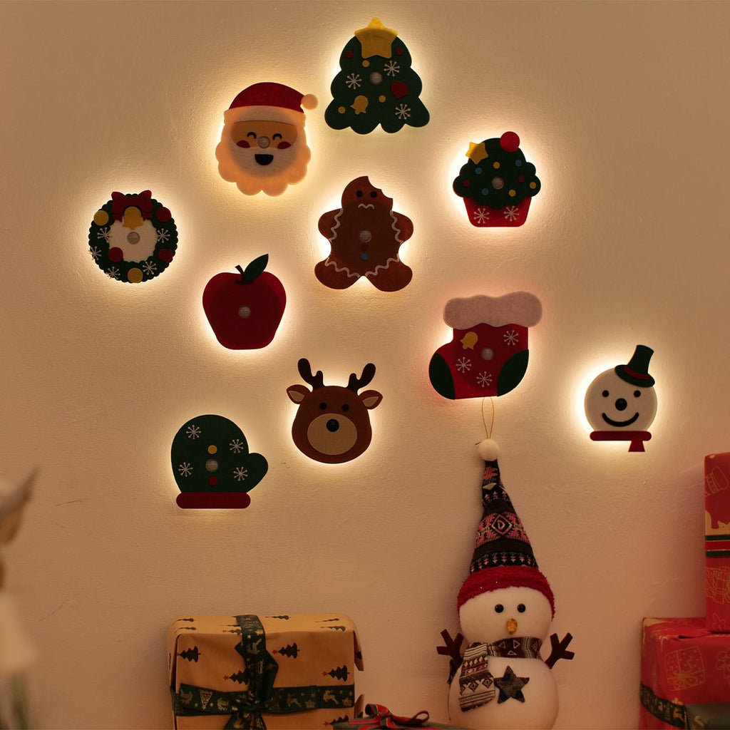 Festive Christmas motion sensor night light featuring soft felt holiday shapes and indirect LED glow — view 4