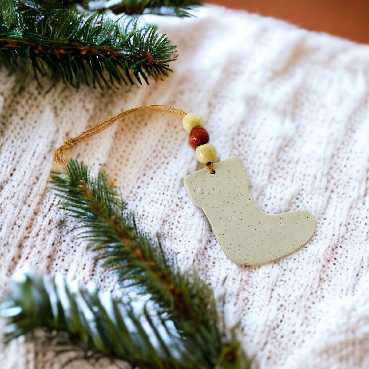 Christmas Stocking Ornament Handmade from Clay & Nova Scotia Beach Sand-1